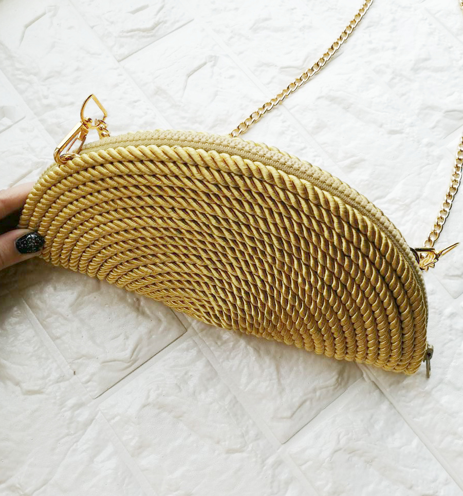 Плетеная сумка, цвет: золото, ручная работа