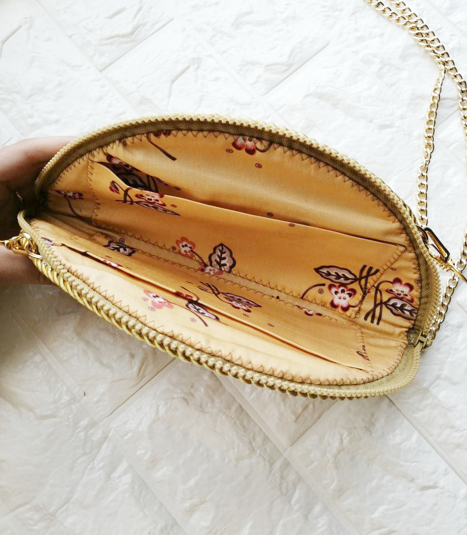 Плетеная сумка, цвет: золото, ручная работа