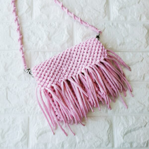Плетеная сумка, цвет: розовый, ручная работа