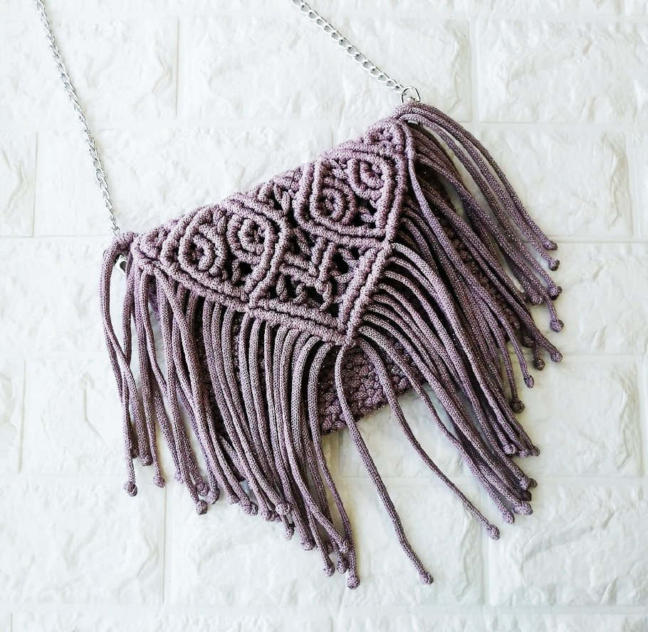 auto-draft Плетеная сумка, цвет: фиолетовый, ручная работа