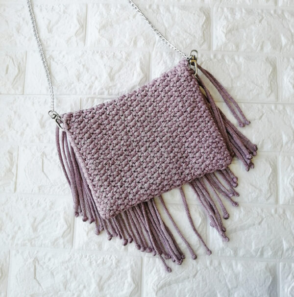 Плетеная сумка, цвет: фиолетовый, ручная работа