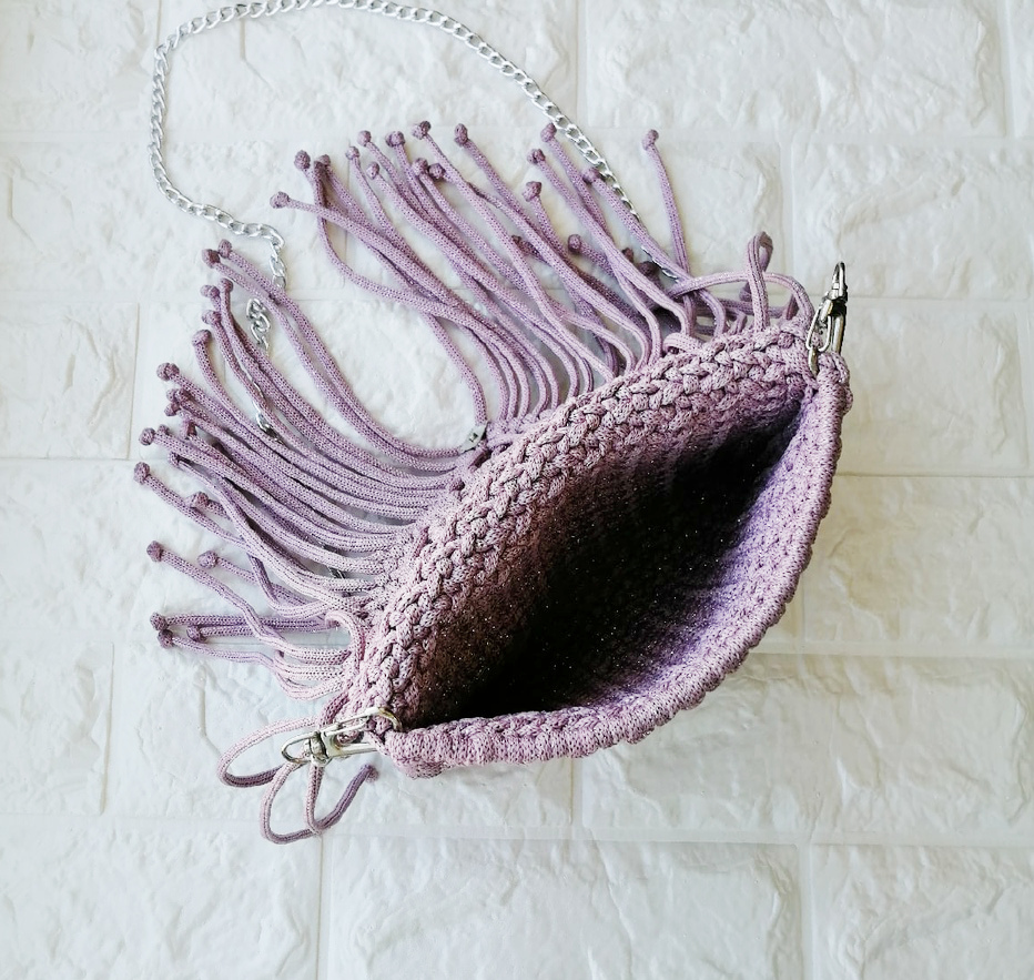 Плетеная сумка, цвет: фиолетовый, ручная работа Плетеная сумка, цвет: фиолетовый, ручная работа